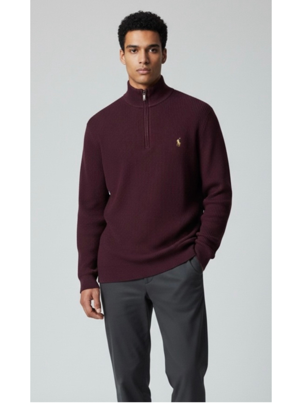 Polo Ralph Lauren Estate Rib 1/4 Zip Up Sweater Burgundy Men’s Size XS Preppy